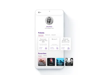 Concerto User Profile 006 app application concert daily 100 challenge daily ui dailyui dailyuichallenge interfacedesign mobile profile profile page ui uidesign userinterface ux ux ui uxui