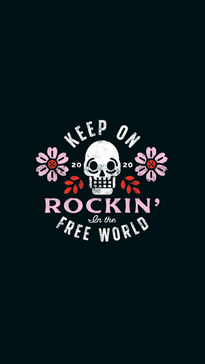 Keep On Rockin' In The Free World design flowers illustration skull skulls typography vector