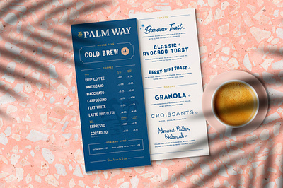 The Palm Way — Menu breakfast coffee hotel menu retro tropical