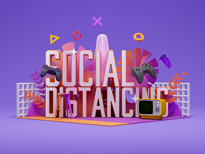 Social Distancing art direction blender game motion graphics playstation render stay home tv work from home
