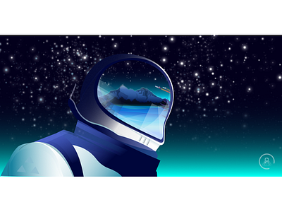 Astronaut 2d astronaut design draw gradient illustration landscape space stars vector