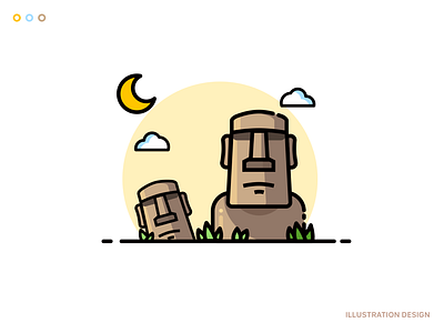 Easter island illustration ui ux 图标 设计