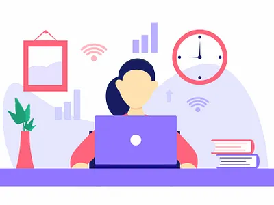 Office Woman Vector flat illustration branding flat design illustration