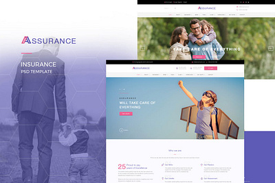 Assurance Insurance PSD Template branding design flat ui ux vector web website website concept