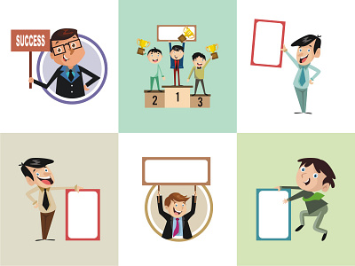 Flat Vector - Success Set business cartoon champion flat illustration people reward style success ui ux vector winner