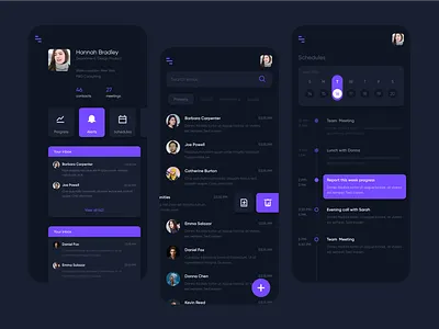 Work Management app | Dark Mode app design email management mobile progress schedule teamwork ui uiux update work