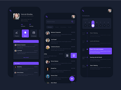 Work Management app | Dark Mode app design email management mobile progress schedule teamwork ui uiux update work