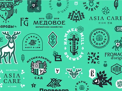 Logos&Marks pt.3 animal arm farm fish flower label logo minimalism monoline music