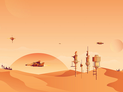 Neo City -desert blade runner city desert illustration illustrator neo city star wars the creative pain vector