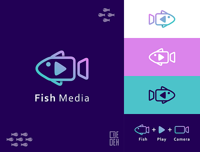 Fish Media branding design fish flat logo sea sealife vector