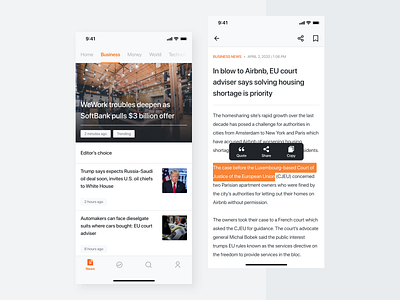 News App app article design flat minimal news newsapp newsfeed reading reading app ui ux