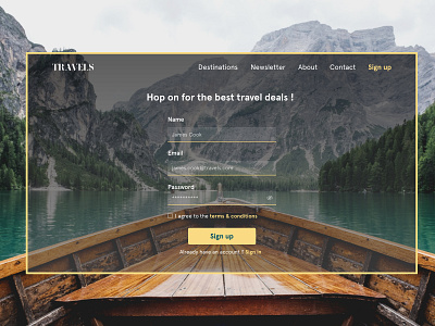 #DailyUIChallenge 001 - Sign up Form dailyui dailyui 001 dailyuichallenge design sign up form sign up ui travel travelling ui ui design webdesign