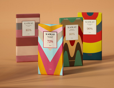 KaoKao No.3 behance brand identity branding chocolate design foil foodpackaging illustration logo packaging design pattern texture