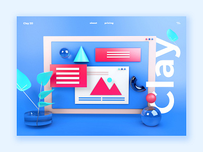 Clay 3d Landing Page 3d 3d art branding c4d cinema4d clay clayrender colors composition header hero illustration landingpage minimal ui uidesign uiux webdesign website design