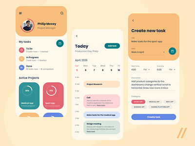 Task Planner App app calendar concept design management manager mobile planner purrweb react native task task management task manager to do ui ux