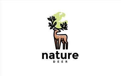 nature deer logo design animal animals app branding character deer deer logo design designer digital drawing gradient graphic graphic design green icon illustration illustrator logo minimal