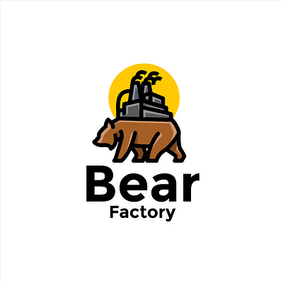 bear factory logo design animal animals art bear branding character design gradient graphic graphic design green icon illustration illustrator logo minimal vector