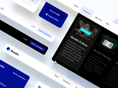 Quadio Website Navigation black blue cursor dropdown education element germany hamburg header hover interface learning logo menu navigation submenu ui unsplash website