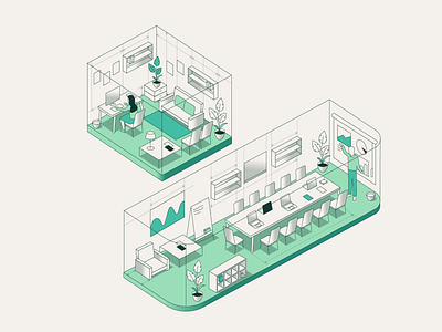 WeWork - Inside Illustration 2 illustration inside isometric lines location office people plan position room structure workspace