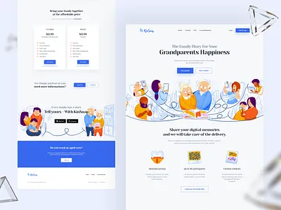 KinSnap - The Family Diary Website blue design diary family grandparents homepage kinsnap landing page mobile app pricing social startups ui ux webdesign website website design