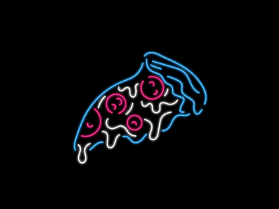 Neon Pizza 2d badge icon illustration neon neon effect night outline outline design pizza pizza illustration spot illustration