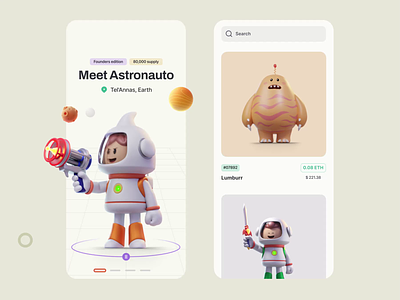 AstroClash: Play-to-Earn NFT Marketplace Kit II 3d after effects animation astro character characters design game illustration motion motion design motion graphics nft ui ui8