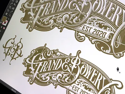 Grand & Bowery - progress hand lettering monogram schmetzer typography vector