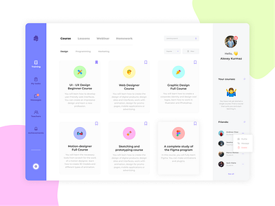 Online Quarantine Personal Education Platform app chart clean color course dashboad dashboard ui dribbble best shot education gradient icons illustration interface student ui ui app ui design ux ux design vector