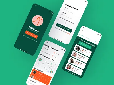 Pawsome Dog Walking App app design ui ux