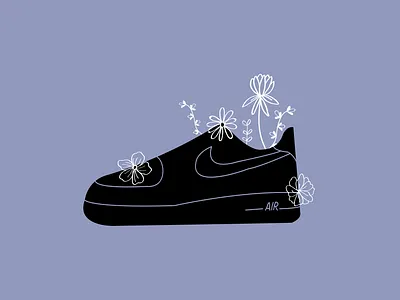AF1 Flowers - Graphic Design flat flat illustration flowers illustration illustrator nike vector
