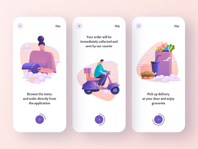 Food Delivery - Mobile App app app design deliveries delivery delivery app food food and drink food app food illustration illustrations mobile app mobile app design mobile design mobile ui onboarding onboarding screen onboarding ui ui ui ux ui design