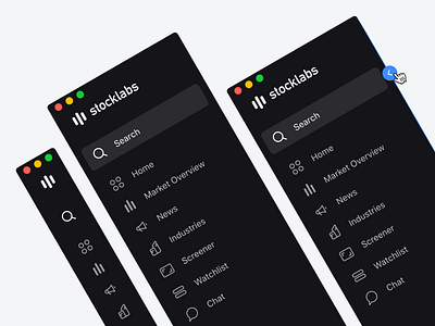 Sidebar Navigation - Stocklabs app design desktop finance fintory icon icons illustration interface menu navigation sidebar typography ui user experience ux