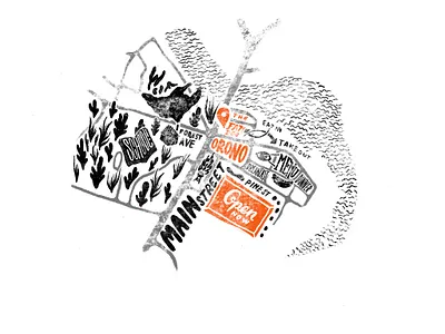 Neighbourhood Map america black white branding design diner family illustration illustrator map restaurant type