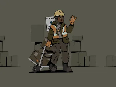 Key Workers 04 boxes character character design delivery design doodle illustration ipad procreate sketch warehouse worker