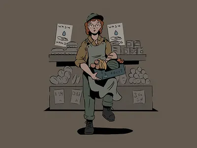 Key Workers 06 character design design doodle fruit grocery illustration ipad procreate shop sketch vegatables woker worker