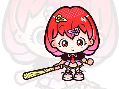 Block Babies girl character albino cartoon character chibi club design game girl girly illustration kawaii vampire vector warrior weapon