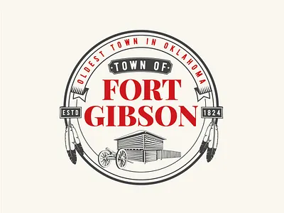 Vintage town logo 1800s cannon feather fort fortress historic historical native native american oklahoma old town vintage vintage logo