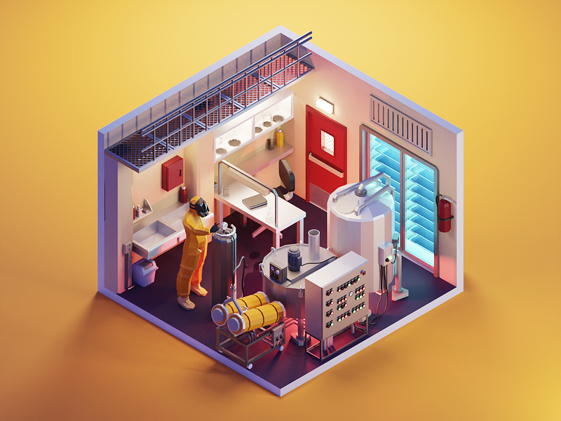 Breaking Bad 3d blender breaking bad diorama fanart illustration isometric lab lowpoly render