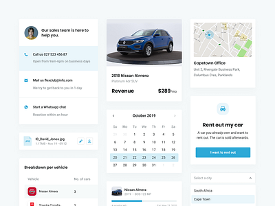 Flexclub - Dashboard Components car components dashboard dashboard ui dashboard ux marketplace rental stats styleguide uber vehicle