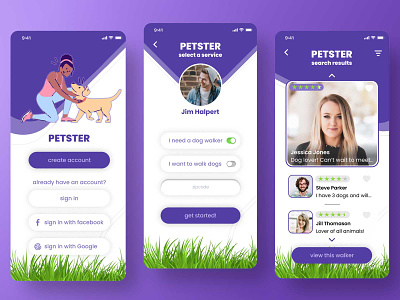 Petster Dog Walking App app dog walking pet sitter product design ui ux