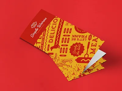 Simple Weiners Flyers brand identity brand identity design branding business card design designer for hire graphic design hot dog leaflet logo logo design monogram pattern red restaurant s logo sw yellow