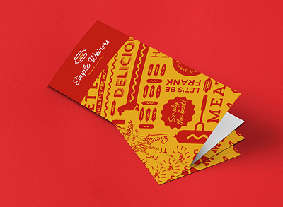 Simple Weiners Flyers brand identity brand identity design branding business card design designer for hire graphic design hot dog leaflet logo logo design monogram pattern red restaurant s logo sw yellow