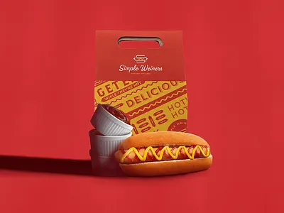 Simple Weiners Packaging brand identity brand identity design branding business card design designer for hire graphic design hot dog hotdog logo logo design monogram packaging pattern restaurant s