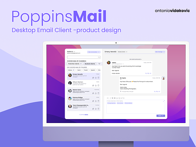 Desktop Email Client - product design 2022 case study email app email desktop client design figma product design purple ui ux