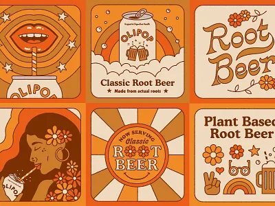 Now Serving 70s illustration plants retro rootbeer soda vintage