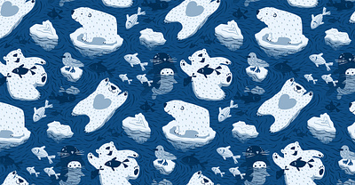 Seamless vector pattern ai animal character cute design digital illustration pattern polar bear seamless surface pattern design vector