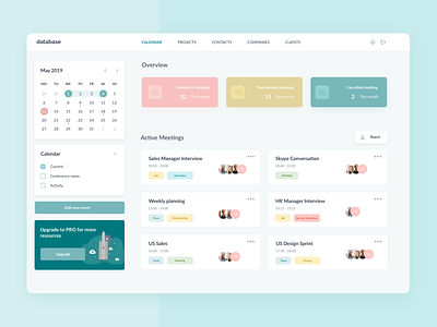 HR dashboard adobexd calendar calendar design clean dashboard database design hr meeting minimalistic overview panel ui uiux ux web webapp