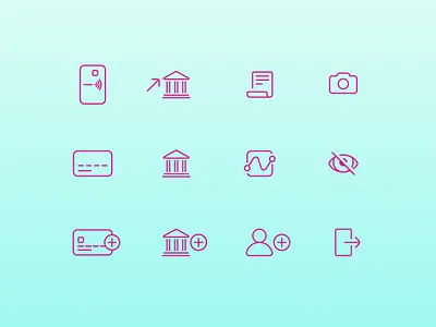 Onvoy icons activity app design app icons bank bank transfer exit icon icon design icon pack icon set iconography icons mobile app reports send money top up ux ui withdraw money