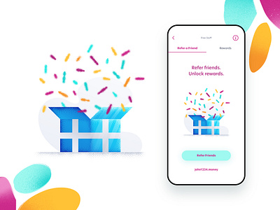 Invite friends screen app app design fintech fintech app freebies illustration invite invite friends mobile mobile app mobile design mobile ui present refer friends referrals ui ui design ux ux design ux ui