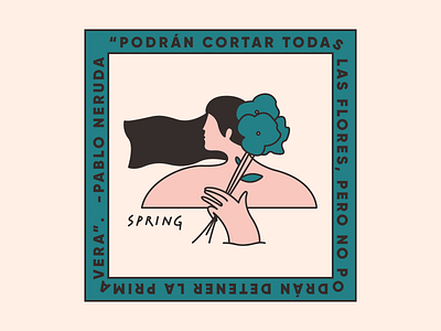 P R I M A V E R A flores flower illustration illustrator lettering love primavera silhouette spring sun woman